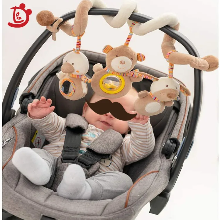 Cute Stuffed Animals Plush Bear Rattle Bed Cot Activity Hanging New Toys Educational Spiral Crib Baby Stroller Arch Toy