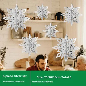 Décorations en papier 3D en forme de flocon de neige DAMAI, utilisées pour les décorations de fête de Noël, flocons de neige blancs et argentés, ornements suspendus - Product Image 5