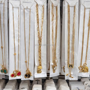 Collar de Acero Inoxidable con Colgante Geométrico y Cadena de Circonita Cúbica en Capas Estilo Romano, Venta al Por Mayor <span class=keywords><strong>2025</strong></span>, sin Deslustre para Mujer - Product Image 2