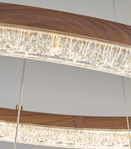 Lampadario in Legno di Noce e Rame, <span class=keywords><strong>Lampada</strong></span> <span class=keywords><strong>a</strong></span> <span class=keywords><strong>Sospensione</strong></span> LED con Anello in Resina, Elegante Estetica Cinese, per Soggiorno e Sala da Pranzo - Product Image 5