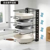 Rak Organizer Panci dan Wajan 5 Tingkat untuk Kabinet, Premium Heavy Duty, Lapisan Bubuk Hitam, Desain Penggunaan Vertikal dan Horizontal