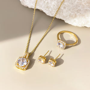 Conjunto de Joyas Románticas de Latón con Baño de Rodio y Circonita para Mujer, Regalo para el Día de San Valentín y Bodas - Product Image 5