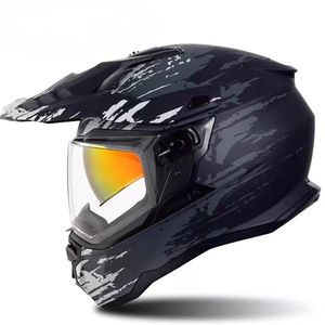 ユニセックスデュアルバイザーフルフェイスヘルメットオールシーズンABSロングオフロードモーターサイクル新しい状態 - Product Image 1
