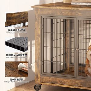 Nueva llegada moderna bandeja de metal de madera para interiores jaula para perros resistente con cierre de botón a presión para hogares - Product Image 4