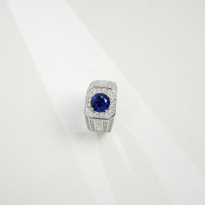 Bague de mariage classique en argent S925 avec saphir créé en laboratoire pour femmes - Product Image 4