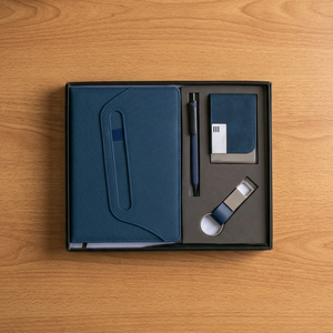Executive A4 Business Planner Set with Pen Card Holder Keychain Imitation Leather Hardcover Gift Organizer <b>Notebook</b> Blue - Product Image 3
