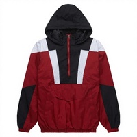 Veste Homme Personnalisée Grande Taille à Capuche, Patchwork, Broderie Hiver, Style Rétro Années 80-90, Légère, Manches Classiques, Fermeture Éclair en Nylon