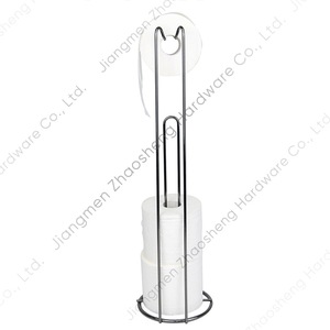Shosho Toilet Paper <b>Holder</b> Double <b>Rod</b> Free Standing Glossy Black Modern Bathroom Supply Circular Shape - Product Image 4