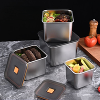 Contenants de stockage d'épices alimentaires carrés multifonctionnels en acier inoxydable de 12 à 18 cm, ensembles de pots à épices carrés en acier inoxydable avec couvercle