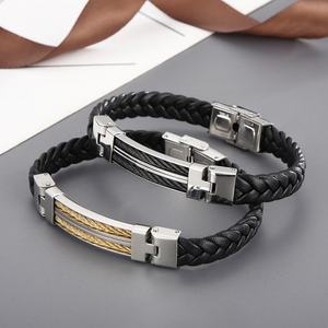 2024 New Design Wholesale Custom Stainless Steel Braided Leather <b>Man</b> Bracelet - Product Image 4