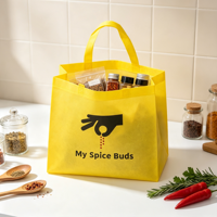 Sac fourre-tout en PP non tissé, écologique, réutilisable, jaune, pour épices et assaisonnements de cuisine, emballage alimentaire, résistant, avec logo personnalisé imprimé