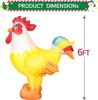 Décoration de Noël gonflable personnalisée DAMAI de 6 pieds en forme de coq avec lumières LED intégrées pour l'extérieur