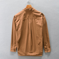 Chemise-veste pour homme à col cubain, à épaules tombantes, décontractée, unie, à manches longues, tendance
