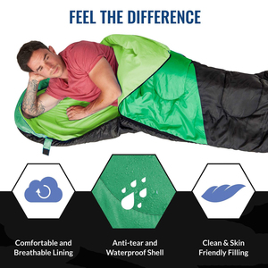Sac de couchage enveloppant léger et imperméable 4 saisons avec sac de compression – Offre Spéciale - Product Image 3