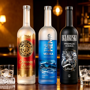 Botella de Vidrio Esmerilado Vacía Personalizada Oslo para Licores, Ginebra, Ron, Tequila, <span class=keywords><strong>Vodka</strong></span> 700ml, 750ml, 1000ml, Whisky, Brandy con Tapón de Corcho - Product Image 1
