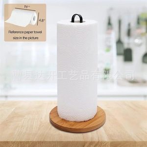 Acacia Wood Tissue Holder Solid Wood Desktop <b>Kitchen</b> Storage Rack For <b>Paper</b> Towel And Cling Film - Product Image 2