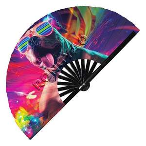 Grand éventail à main de 33 cm en bambou avec décorations peintes pour la maison, les entreprises ou comme cadeau promotionnel, souvenir fait main - Product Image 4