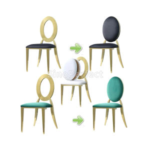 Sillas de Comedor de Lujo Personalizables en Varios Colores, Acero Inoxidable, Color Dorado, Respaldo en O, Silla para Bodas - Product Image 1