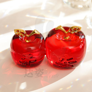Darz <b>Crystal</b> Apple Ornament Red Embossed Glass Hanging Christmas <b>Tree</b> Decoration Gift for Kids - Product Image 3