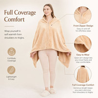 Großhandel Maßgefertigter Weicher Gemütlicher Flanell-Poncho Warmer Büro-Schal Umhang Cape Tragbare Kapuzen-Decke 2 in 1