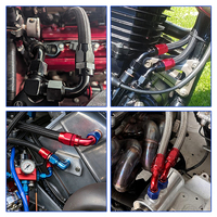 Kit de raccordement pour ligne de carburant CPE tressée en nylon et acier inoxydable 8AN, 1,5 m/5 pi, avec 2 raccords à 90 degrés °   Embouts de tuyau pivotants noirs