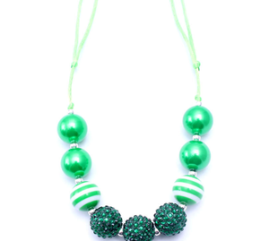 Collier pour enfants avec perles brillantes de 20 mm, perles en strass, perles rondes, collier épais, collier à cordon réglable pour petite fille, cadeaux pour bébés - Product Image 3
