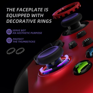Coque de manette Xbox Series X S avec anse en caoutchouc rouge et noir, coque redessinée, faceplate personnalisée avec anneaux décoratifs, version ASR - Product Image 4