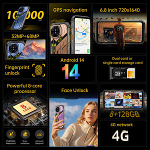 Telefono RuggedX 8GB+<span class=keywords><strong>128GB</strong></span> IP68 Impermeabile e Antipolvere con NFC, Batteria da 10000mAh, Fotocamera 32MP+68MP con Visione Notturna, Cellulare 4G Resistente - Product Image 1