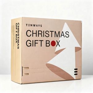 SPRING High Quality Customized Logo Single-Print Shipping Packaging Boxes Christmas Coated Gold Foil Embossing Matt <b>Lamination</b> - Product Image 1