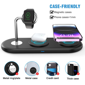 Estación de carga inalámbrica 3 en 1, estación de carga para <span class=keywords><strong>iphone</strong></span>, Airpods, <span class=keywords><strong>cargador</strong></span> inalámbrico para reloj inteligente, los más vendidos - Product Image 4