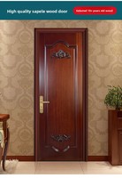 Porte en bois massif Sapele de style européen avec garniture sculptée à la main et isolation phonique, portes pour maisons, portes en bois pour maison