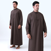 Robe musulmane islamique respirante à manches longues, robe arabe du Qatar, Kandura du Golfe, vêtements traditionnels pour la prière de l'Aïd, à porter au quotidien