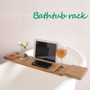 Support de bain en bambou de 70 cm de long avec support pour téléphone et porte-gobelet pour la relaxation dans la salle de bain - Product Image 4