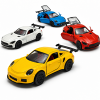 Voiture de sport miniature en métal moulé sous pression 1:36 avec fonction de recul, GTR & 911, portes ouvrantes, pour enfant - Prix usine