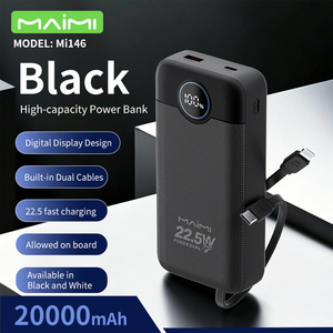 <span class=keywords><strong>Batterie</strong></span> <span class=keywords><strong>Externe</strong></span> Portable à Charge Rapide 22,5W 10000mAh 20000mAh avec Câbles Intégrés Doubles pour Vente en Gros Mondiale - Product Image 2