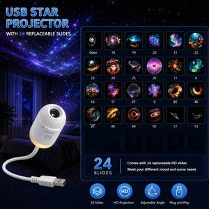 Mini Proyector USB Galaxy Directo de Fábrica con 24 Diapositivas HD de Aurora, Saturno, Estrellas Navideñas, Luz Nocturna, Regalo OEM para Niños - Product Image 1