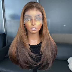 Nouvelles perruques synthétiques Lace Front en gros pour l'été, <span class=keywords><strong>coupe</strong></span> carrée, perruque Bob, cheveux doublement étirés, perruques synthétiques lisses comme des baguettes pour femmes noires - Product Image 1