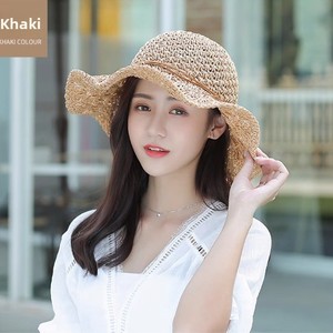 หมวกกันแดดขนสัตว์แบบพับได้สำหรับผู้หญิง หมวกชาวประมง ปรับขนาดได้ เหมาะสำหรับกิจกรรมกลางแจ้งในฤดูใบไม้ผลิ ป้องกันรังสียูวี หมวกถักมือ - Product Image 6