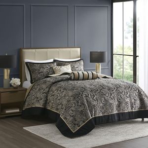 DB Luxury 5-Piece Jacquard <b>Bedspread</b> Set Floral Embroidery Quilted Throw Pillows <b>Single</b> Size for Home Use Customized for Living - Product Image 1