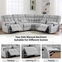 VANBOW Komfortables Stoff-6-Sitzer Modulares Relaxsofa Eckgarnitur für Wohnzimmer