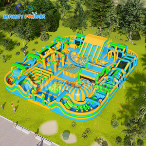 Parc à thème de château d'amusement gonflable jaune/bleu/vert personnalisé-Parc de rebond commercial géant-LOGO gratuit - Product Image 5
