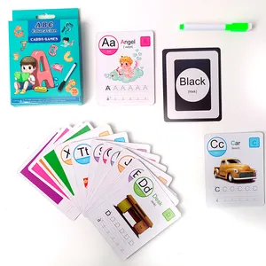 ABC education cards games number letter flash cards for kids educational erasable pens washable packaging box