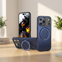 Coque de téléphone portable de luxe antichoc magnétique en TPU+PC pour iPhone 18 17 Pro Max 16 15 14, anti-traces de doigts avec support rotatif à 360°