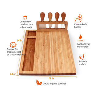 Ensemble de planche à <span class=keywords><strong>fromage</strong></span> en bambou, planche de service de craquelins à viande et ensemble de 4 couteaux à <span class=keywords><strong>fromage</strong></span> Cadeaux uniques <span class=keywords><strong>pour</strong></span> <span class=keywords><strong>Noël</strong></span> - Product Image 6