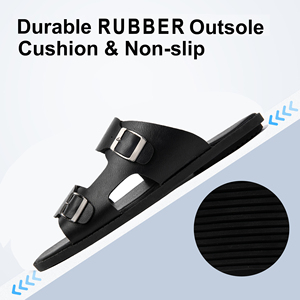 Sandales pour hommes de grande taille pour les vacances à la plage, en cuir et caoutchouc, semelle décontractée antidérapante, respirante, sandales décontractées d'été, pantoufles en cuir pour hommes - Product Image 1