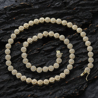 Collier tennis rond tendance en laiton de 7 mm incrusté de zircon blanc, accessoires hip-hop européens et américains, cadeau idéal pour fêtes et festivals
