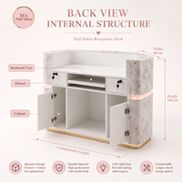 Bureau de réception moderne rose effet marbre avec logo lumineux sur mesure pour salon de manucure et spa – Offre spéciale