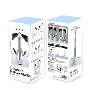 Base de carga montable en pared para <span class=keywords><strong>gafas</strong></span> <span class=keywords><strong>Oculus</strong></span>/Meta Quest 3 <span class=keywords><strong>VR</strong></span>, soporte de almacenamiento Base de carga con luz RGB fría - Product Image 6