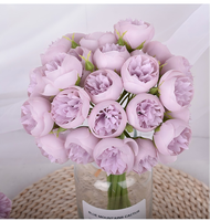 BF-R36 Vente en gros – Bouquet de 27 têtes de pivoines artificielles en soie, faites à la main, style INS, avec camélias, roses et herbe de lafite – Fleurs artificielles réalistes