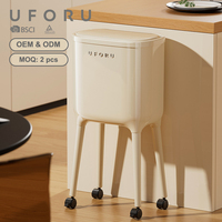 Poubelle à pédale UFORU à double compartiment et pieds hauts avec couvercle pour bureau et cuisine, grande capacité, en plastique, pour la maison
